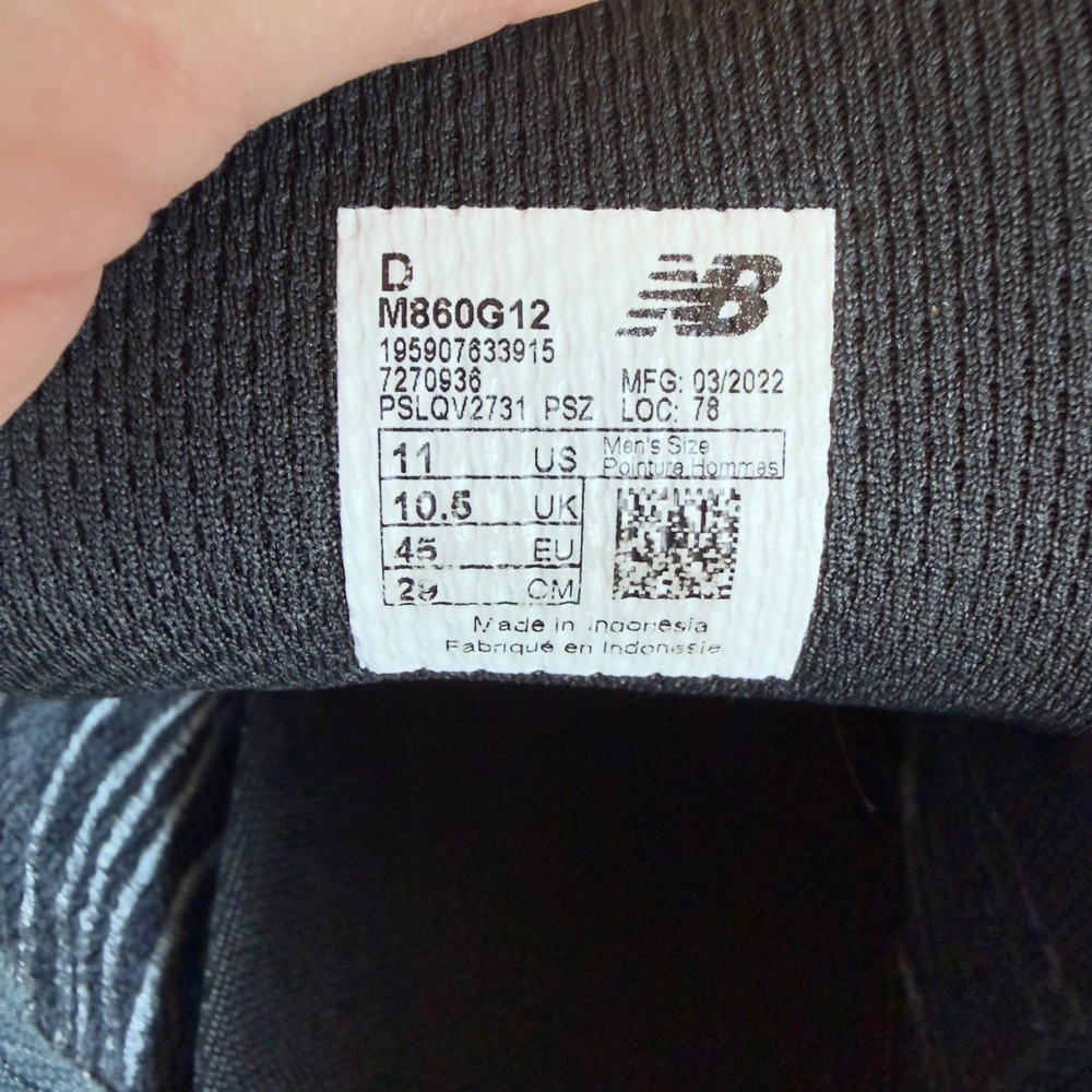 New Balance Fresh Foam 860v12 Men's Running Shoes Grey‎ Size 11 - Picture 7 of 8